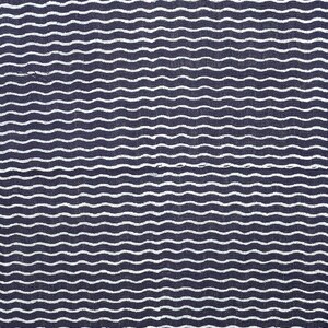 Tela de lino puro estampada a mano de 140 cm de ancho, con estampado de rayas onduladas azul índigo, material de lino suave para cortinas, ropa, almohadas y decoración del hogar.