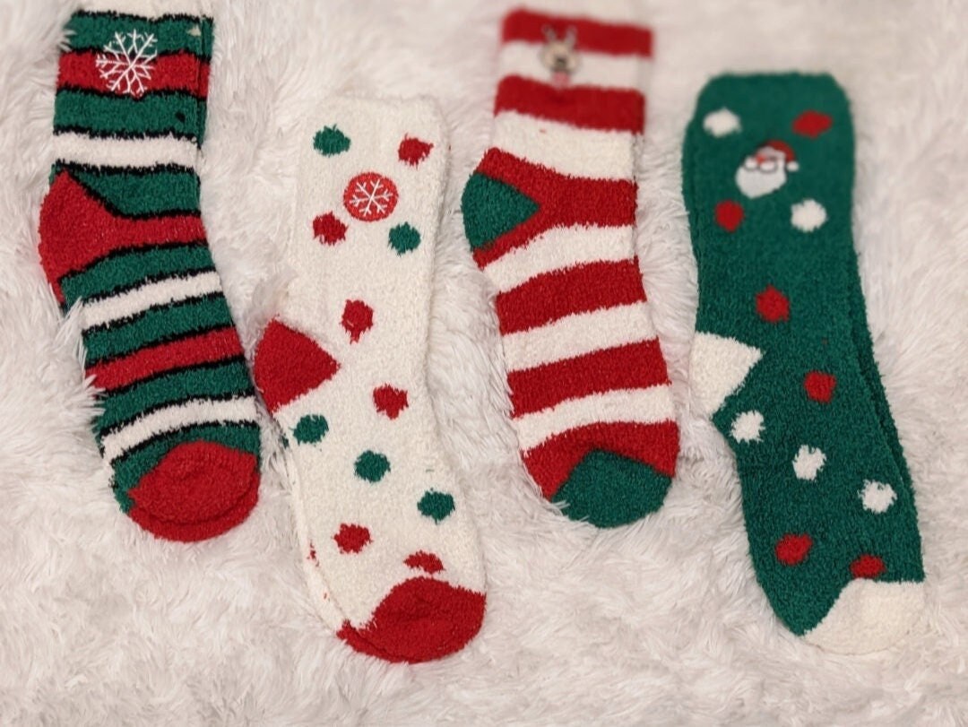 Fluffy Christmas Socks - Etsy