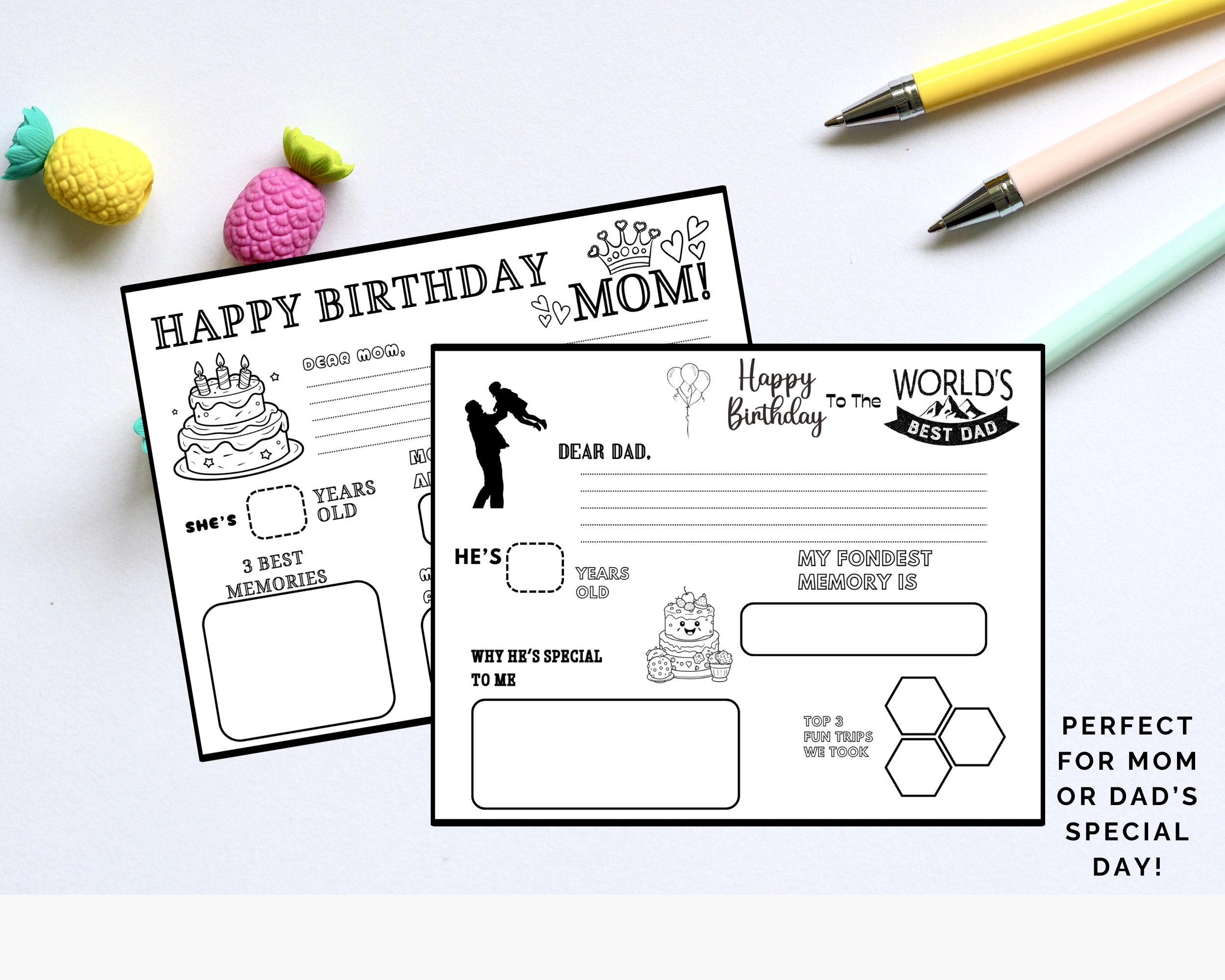 Mom and Dad Birthday Printable Coloring Pages - Etsy