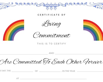 Commitment and Wedding Certificate Template-Editable Printable