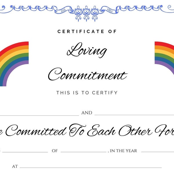 Commitment and Wedding Certificate Template-Editable Printable
