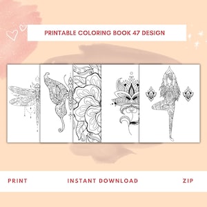 Grayscale Coloring Book Bundle: 47 Printable Designs (Digital Download)