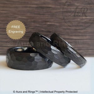 Black Tungsten Ring, Men&#39;s Black Wedding Band for Men Women, Black Tungsten Ring, Black Ring for Men, Personalized Anniversary Ring Him Her