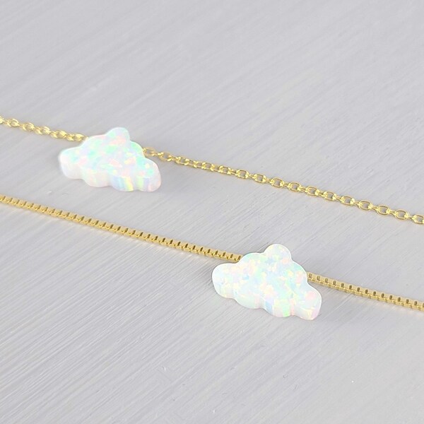 White Cloud Opal Necklace, Silver Opal Necklace, Silver Cloud Necklace, Gold Cloud Jewelry, Opal Jewelry, Opal Necklace for Women Girl Gift