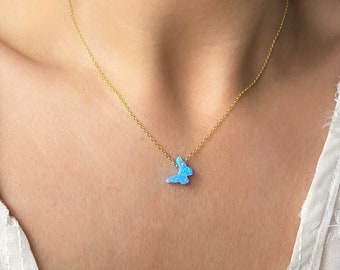 Opal Butterfly Necklace, Blue Butterfly Necklace, Butterfly Choker, Opal Butterfly, Butterfly Jewelry for Women, Anniversary Birthday Gift