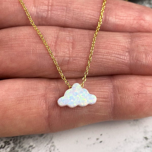 Cloud Necklace, Opal Necklace, Opal Cloud Necklace, Opal Necklace for Women, White Cloud Necklace, Cloud Necklace for Girl Daughter Sister