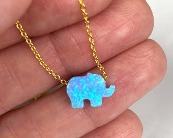 Elephant Necklace Opal Elephant Necklace Opal Necklace Blue Opal Elephant Elephant Jewelry Women Opal Jewelry Opal Necklace for Girl Etsy