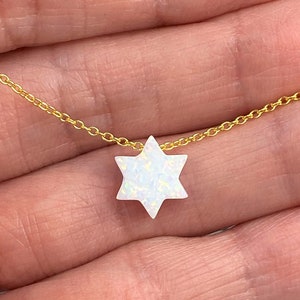 Jewish Star Necklace, Opal Star of David Necklace, Opal Necklace, Jewish Jewelry, Magen David Necklace, Bat Mitzvah Gift, Bat Necklace Girl