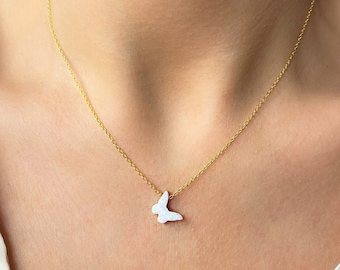 Butterfly Necklace, White Opal Necklace Woman, Silver Butterfly Pendant, Butterfly Jewelry, Blue Butterfly Necklace, Gold Butterfly Necklace