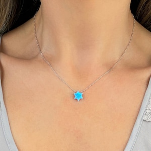 Magen David Necklace, Star of David Opal Necklace Girl, Opal Jewish Star Necklace, Bat Mitzvah Gift, Jewish Jewelry, Hanukkah Chanukah Gift