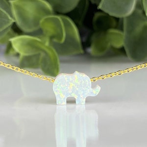 Elephant Necklace, Opal Necklace, White Opal Elephant, Opal Elephant Necklace, Elephant Jewelry, Opal Jewelry, Elephant Necklace for Girl