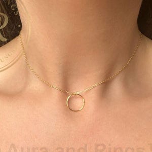 Day Collar, Discreet Sub Collar, O Ring Gold Choker Necklace, Sterling Silver, Discreet Day Collar, Infinity Karma Necklace, Gift for Her