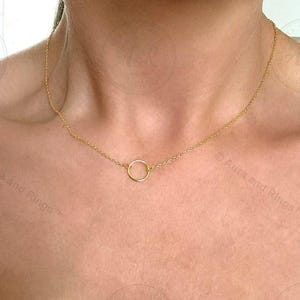 Day Collar Necklace for Her, S925 Sterling Silver Ring, Gold and Rose Gold, Karma Necklace, Discreet Sub Collar, Gold O Ring Collar Necklace