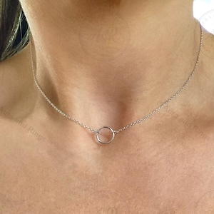 Necklace Discreet Day Collar, Sterling Silver Ring, Gold O Ring Choker, Karma Necklace, Discreet Dom Sub Collar, Submissive Jewelry for Her