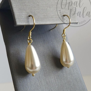 Perlen Tropfen Ohrringe, Sterlingsilber Teardrop Perlenohrringe, Brautjungfer Ohrringe, Hochzeitsschmuck, baumeln Ohrringe, Muttertagsgeschenk