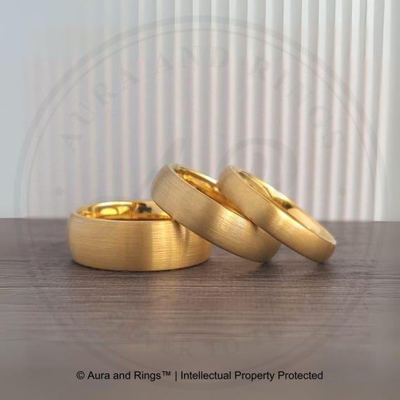 6mm Gold Tungsten Wedding Band, Yellow Gold Tungsten Ring for Men - Main Image