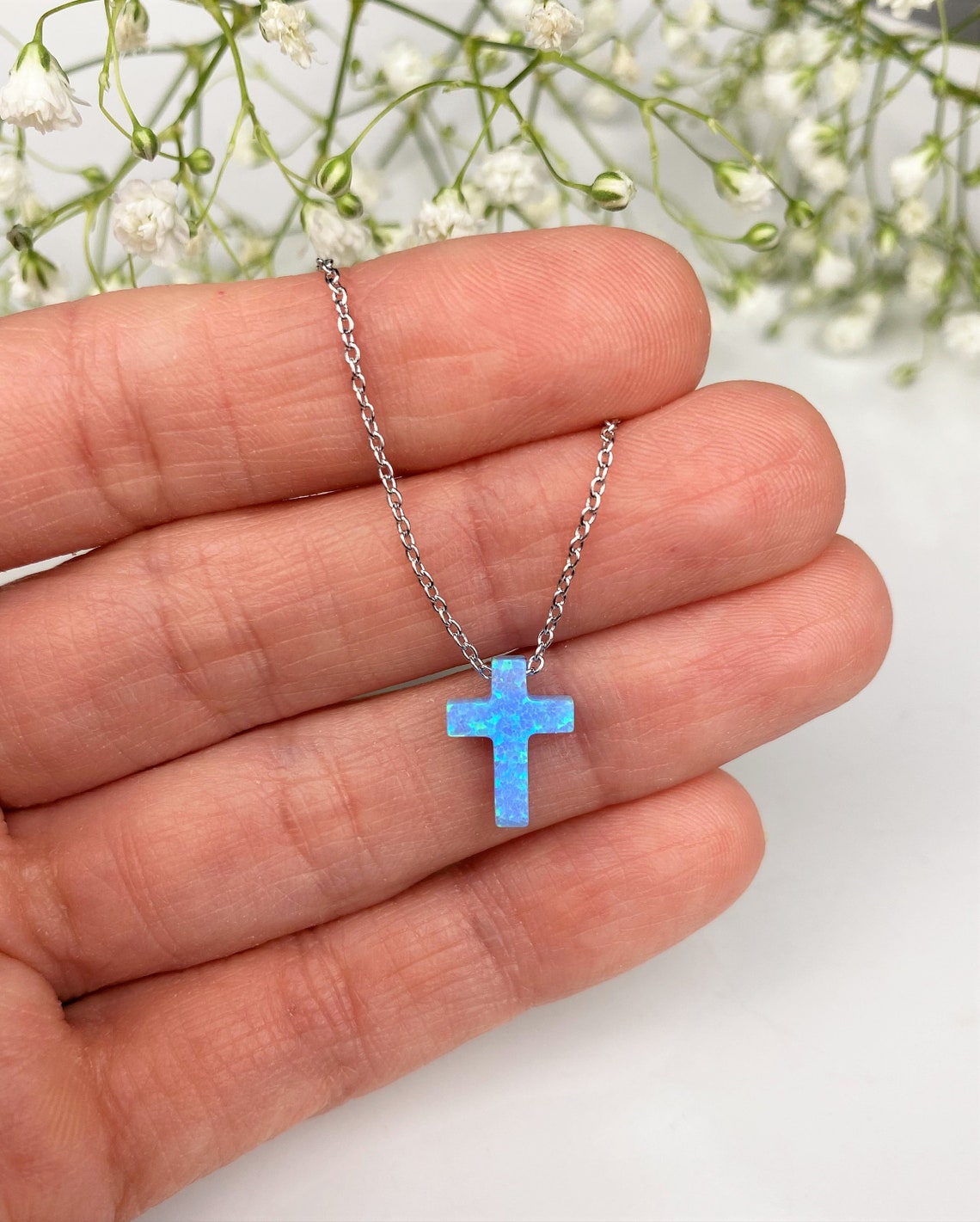 Vienna Cross Necklace Blue main image 1