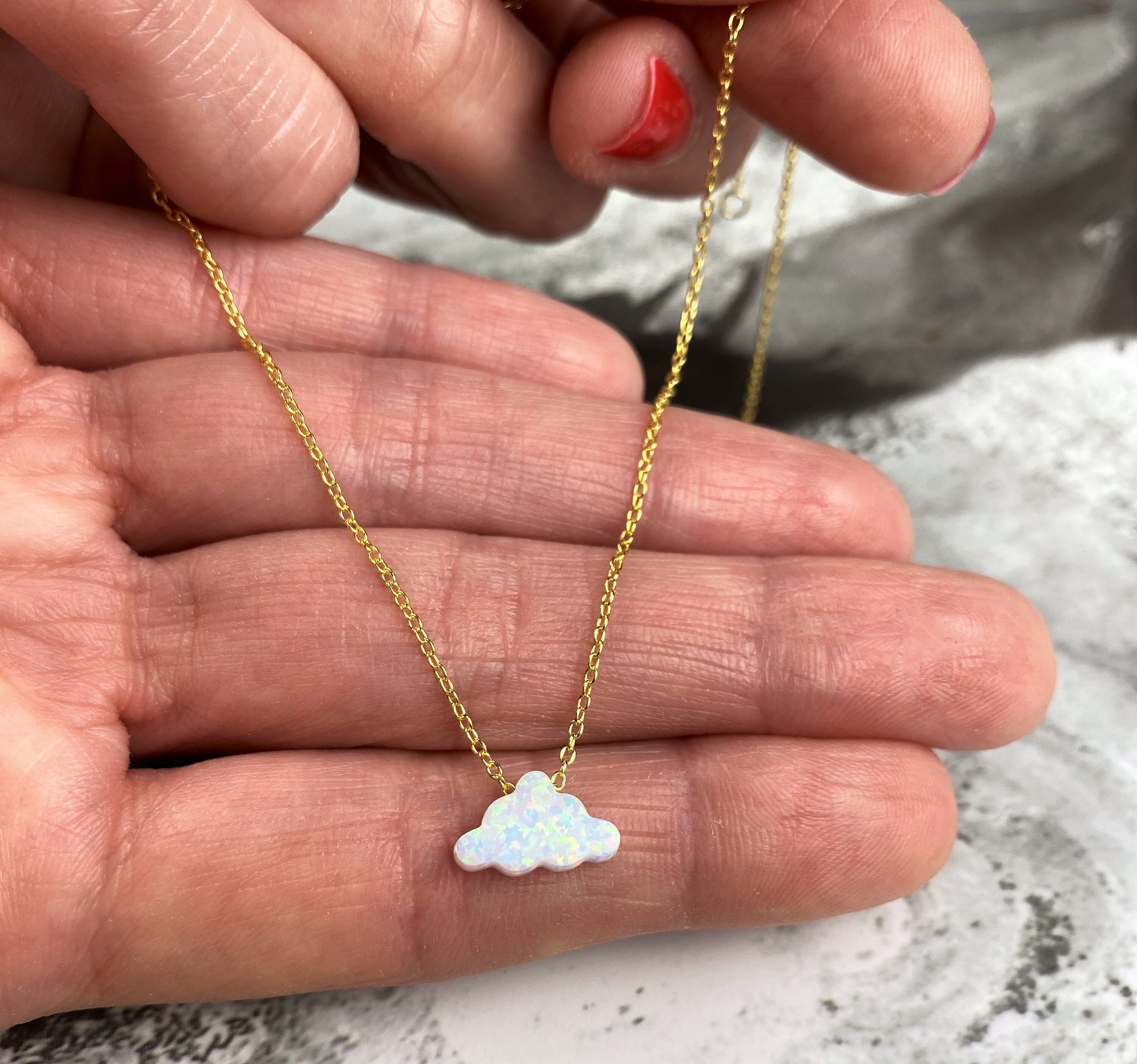 Cloud Necklace, Opal Necklace, Opal Cloud Necklace, Opal Necklace