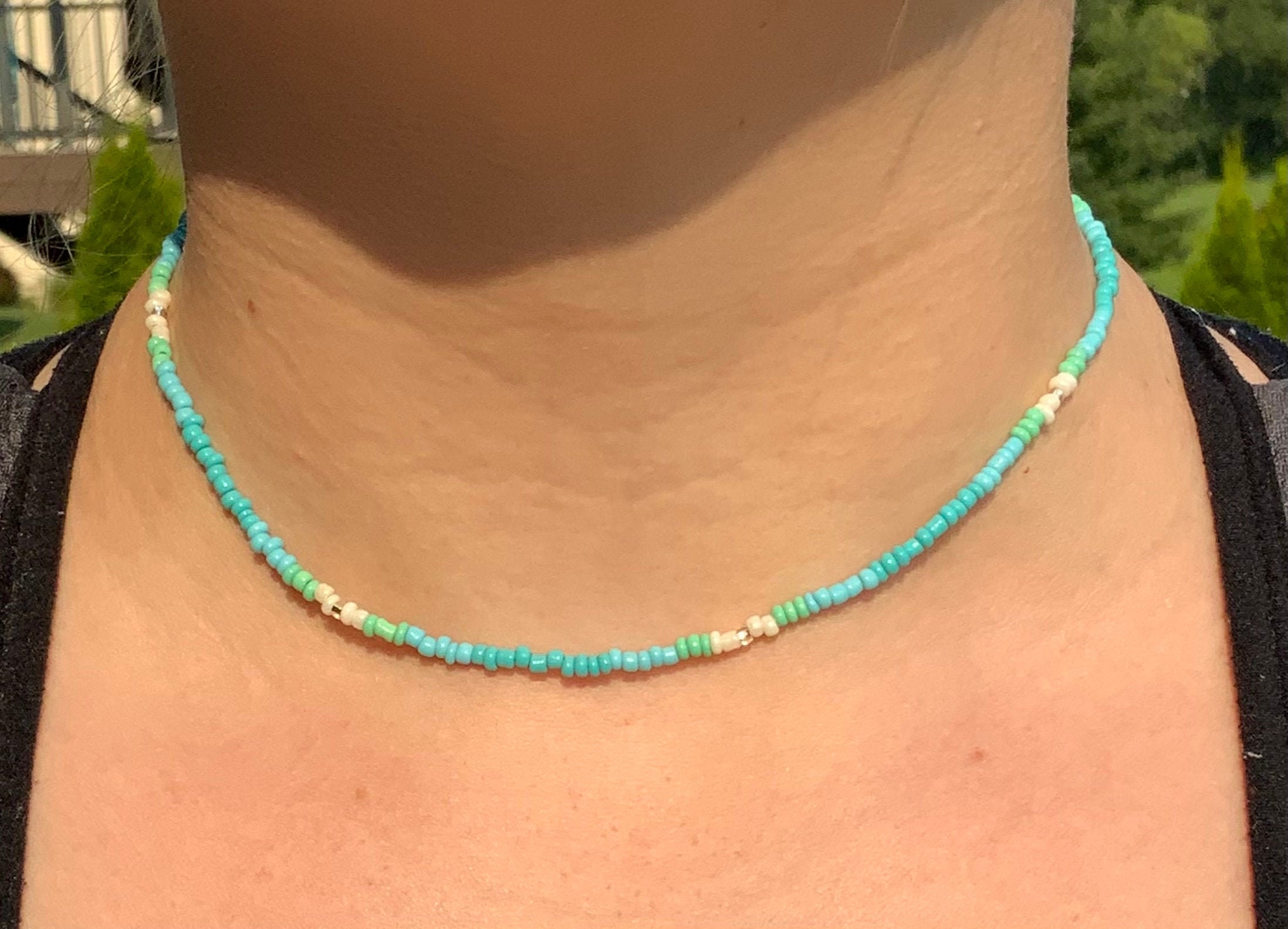 Seed bead choker multi colored pattern Etsy
