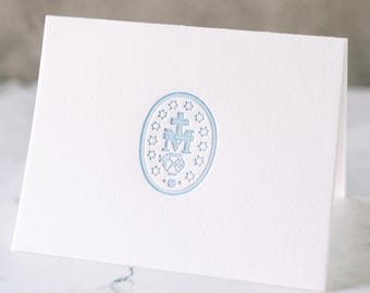 Miraculous Medal, Catholic Letterpress Stationery Set, Pack of 5