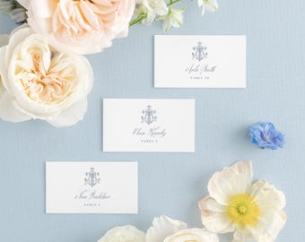 Catholic Wedding Escort Cards, Marian Cross with Lilies