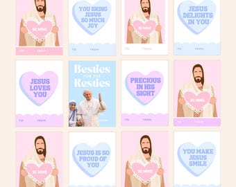 Catholic Kids Valentine's Day Greeting Cards, Variety Pack of 25 Cards