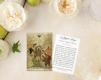 Catholic Baptism Prayer Cards, Gilded Baptism of Christ (Semi-Custom)