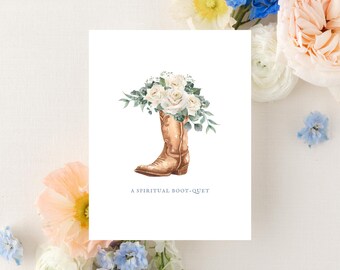 Spiritual Bouquet Greeting Card, Cowgirl Boot