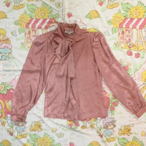 Vintage 90&#39;s San Andre Pink Floral Ruffled Poet Blouse retro farmgirl prairie girl cottagecore button up