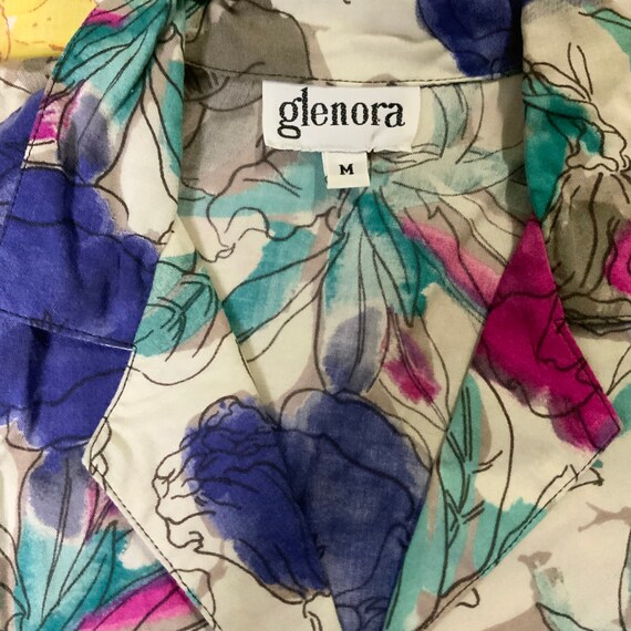 Vintage retro 80's Glenora floral button up blous… - image 3