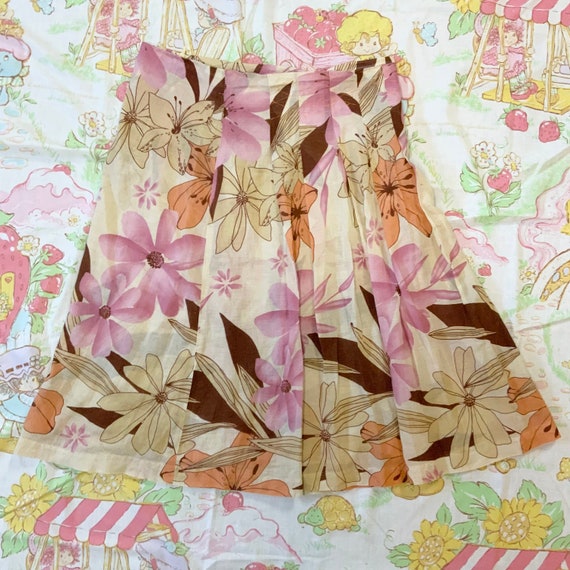 Vintage Y2K 90's Floral midi skirt mauve pink ora… - image 1