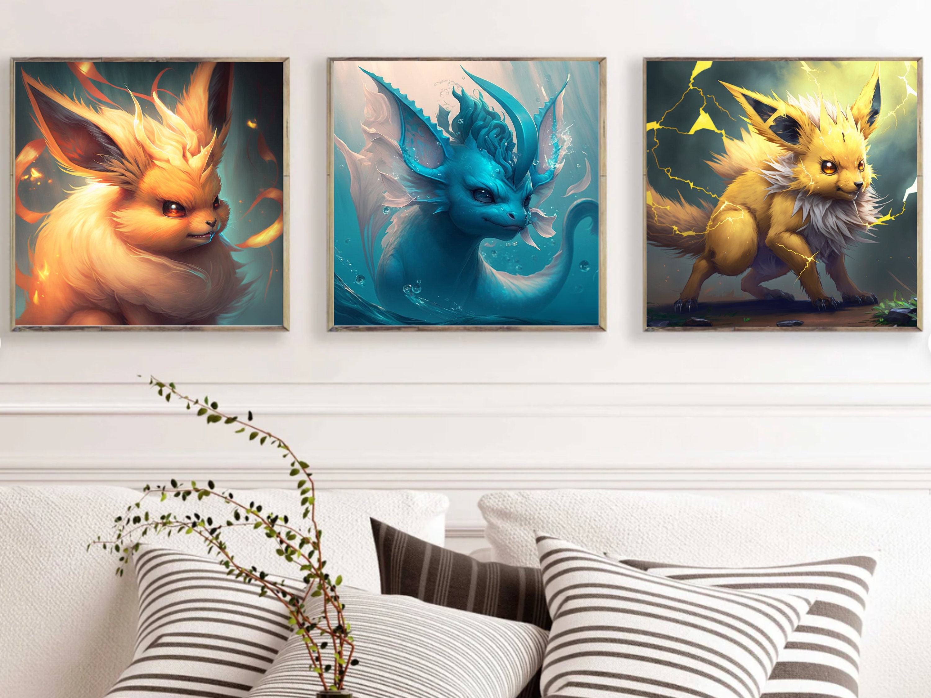 Abstract Pokemon Eeveelutions Poster Eevee Umbreon Leafeon Canvas