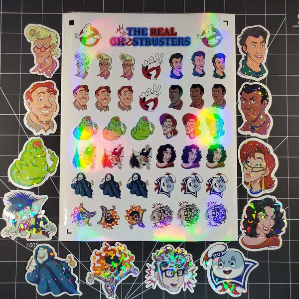 The Real Ghostbusters Vinyl Stickers, Peter Venkman, Winston, Janine, Egon Spengler, Ray Stanz, Slimer, Boogieman, Sandman, Gozer, Stay Puft