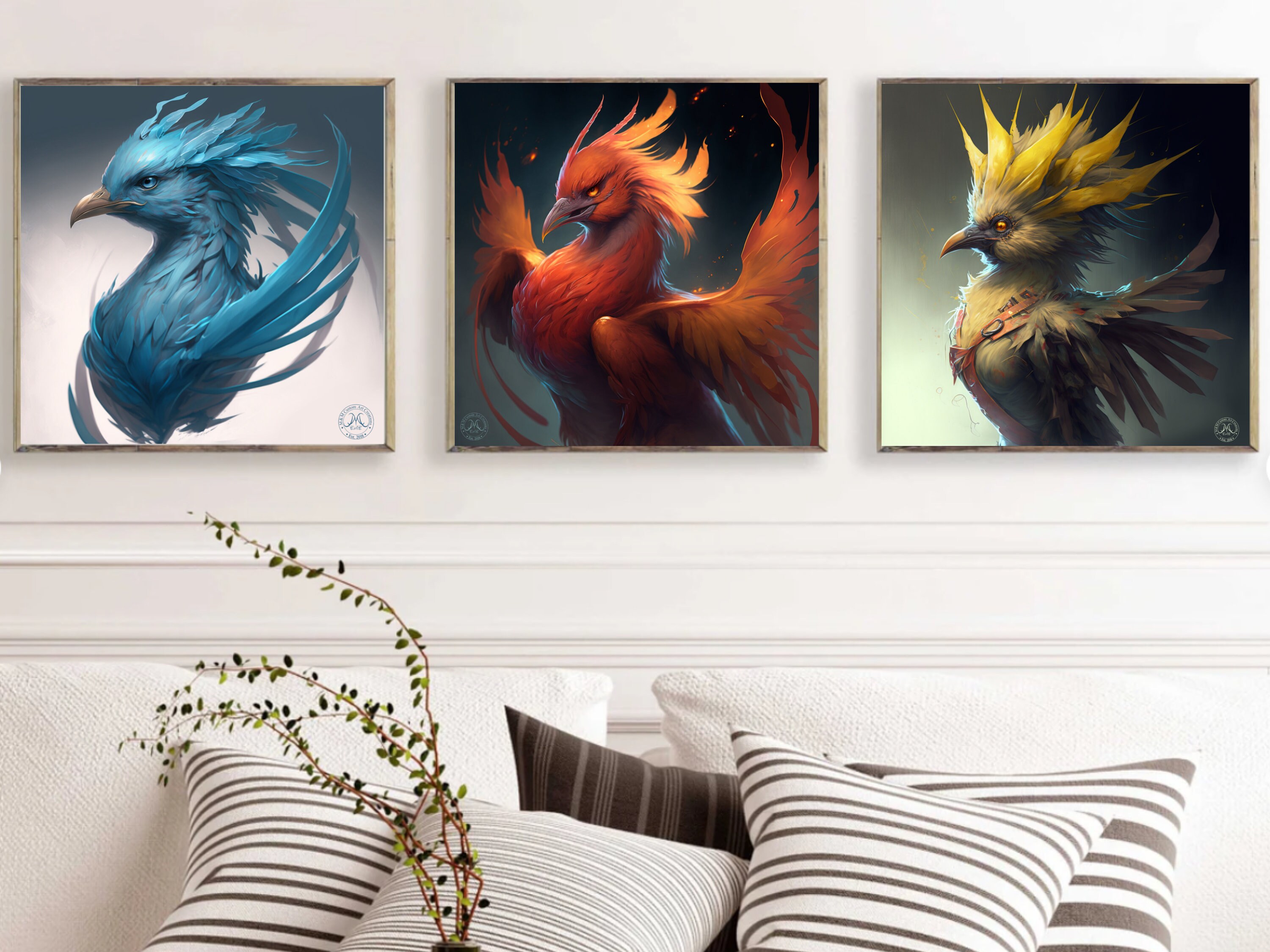 Kit Quadros Pokémon Articuno Moltres Zapdos Poster 23x33cm