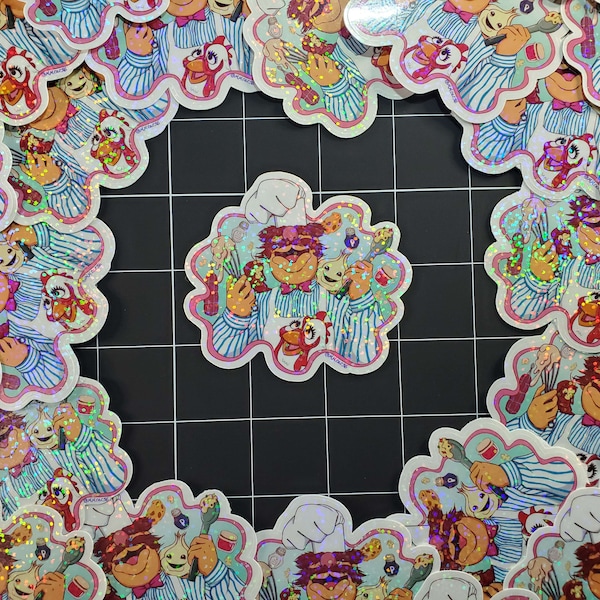 Swedish Chef Muppet Stickers, Holographic Sticker, Glossy Vinyl Sticker, Muppet Decal, Kitchen Sticker, Salt and Pepper Pattern