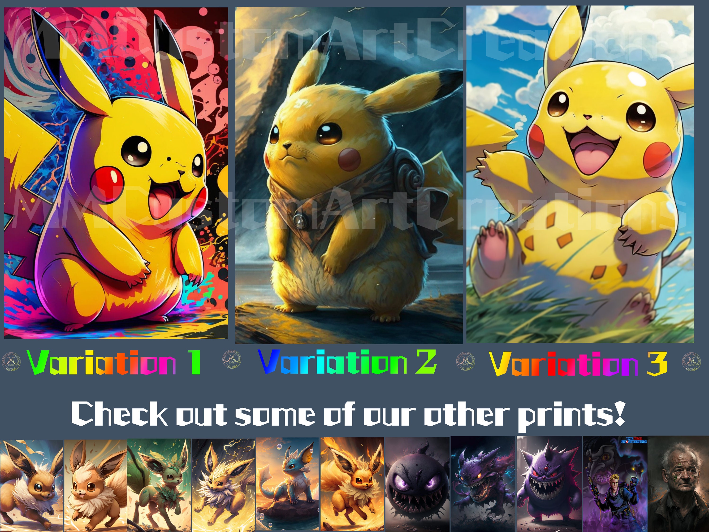 Pikachu From Pokémon Poster Print Cartoon Wall Art Kids Etsy