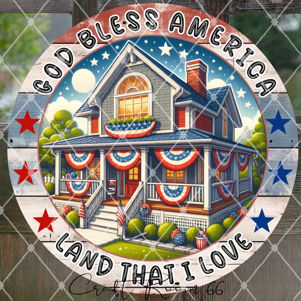 God Bless America Front Door Wood Sign|Indoor-Outdoor Sign|Front Porch Decor|Gift| Birthday Gift|Home Decor|Door Art|Handmade Wood Sign