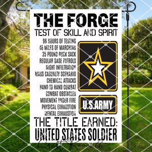The Forge,Army,Final Test Decorative Garden Flag|Military|Recruit|Honor|Outside Decor| Bootcamp|Handmade Flag
