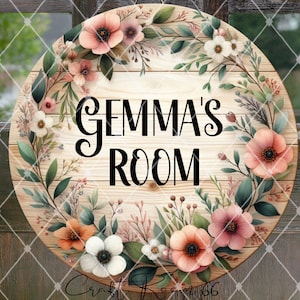 Personalised Assisted Living Door Sign|Floral Wood|Personalized Name Sign|Apartment Sign|Nursing Home|Senior Door Sign|Family Member Gift