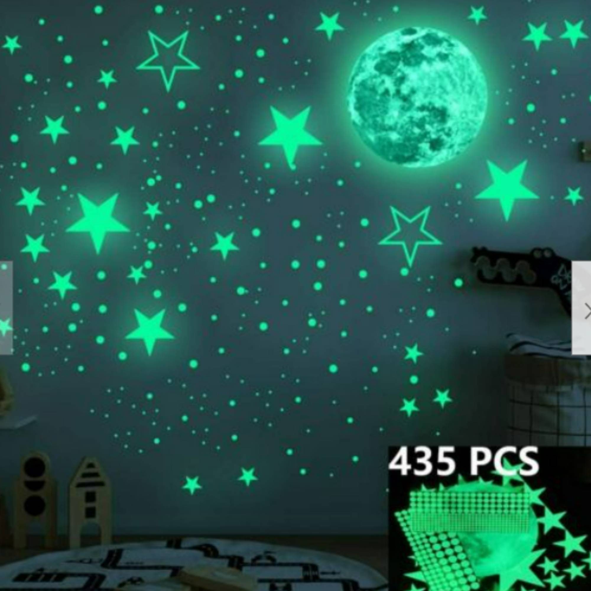 Glow In The Dark Luminous Stars and Moon Wall Stickers Ceiling Etsy
