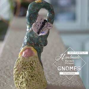 Handmade Ceramic Gnome  - Garden Friends Collection (Butterfly)
