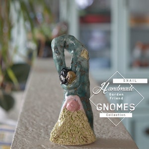 Handmade Ceramic Gnome  - Garden Friends Collection (Snail)