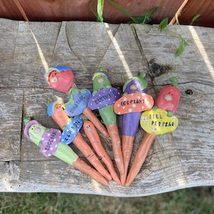 Handmade Ceramic Vegetable Plant Stakes