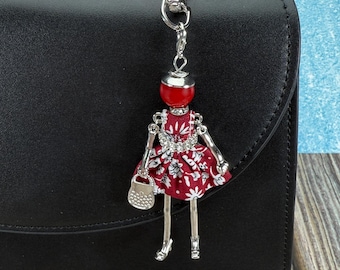 Doll Purse Charm, Bag Charm Keychain with Lobster Clasp, Bijou Collection
