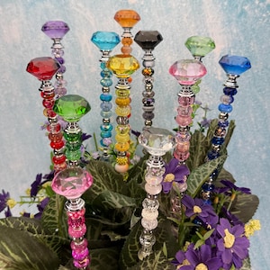 Fairy Garden Suncatcher Stakes - 15-Zoll-Perlen-Perlen-Pflanzendekor für Gärten, Geschenke und Pflanzgefäße