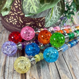 Fairy Garden Suncatcher Stakes - 15 ”Perlen Pflanzen Dekor mit Crackle Glas Ball Topper