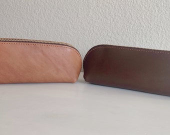 Genuine leather mini bag, handmade pencil case,  custom makeup bag, best gift