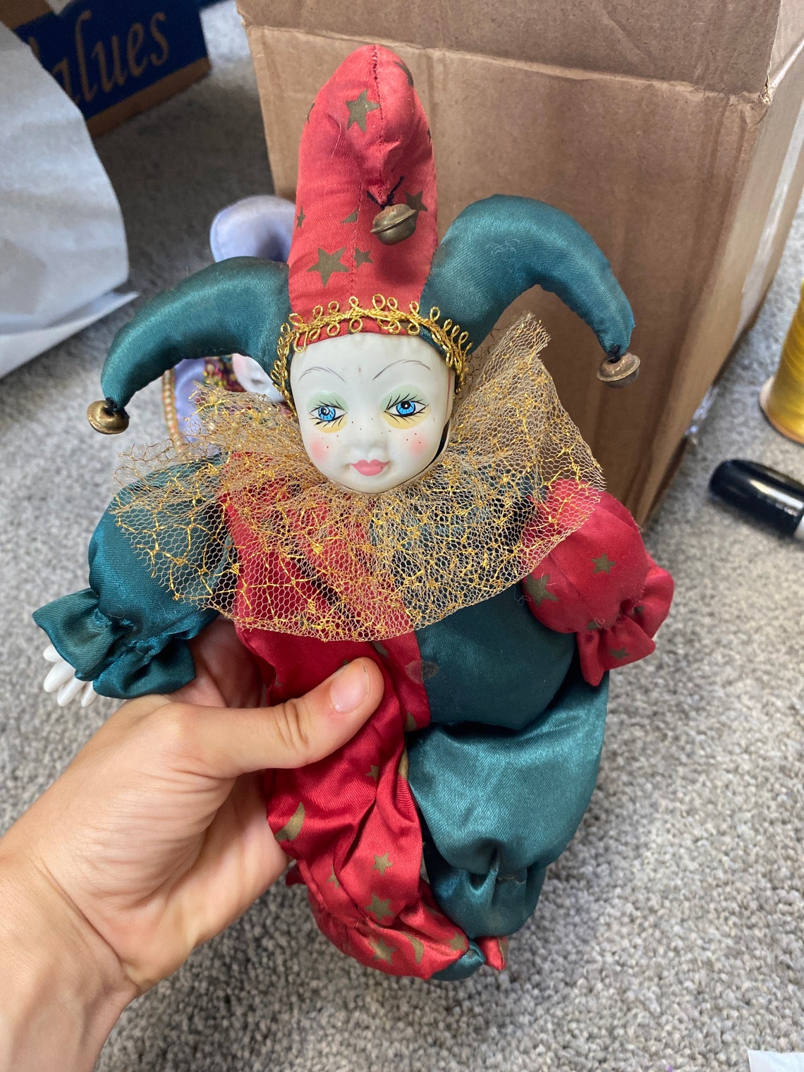 2 Vintage Jester Porcelain Dolls Etsy