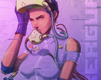 Sexy, vrouwelijk, Cyborg, hand getrokken, cyberpunk, Sci Fi manga, Fantasy Wall Decor, Ghost In The Shell Type, afdrukbare kunst, digitale download