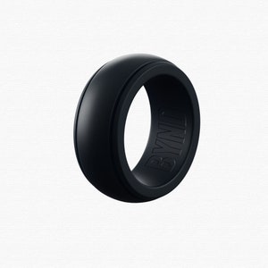 Navy Silicone Wedding Ring - Stepped Edge Design - Rubber Wedding Band - The Perfect Gift For Your Husband , Boyfriend Or Fiancee